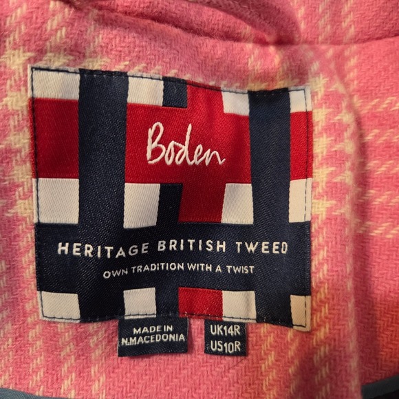 Boden Heritage British Tweed Women's Pink Plaid Wool Blazer 10 Reg. - Picture 7 of 9